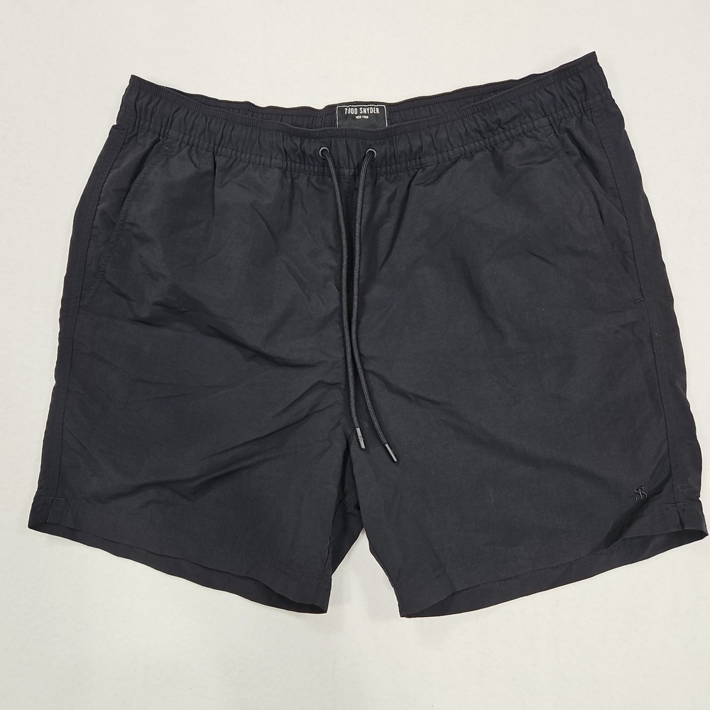 Todd Snyder Montauk Swim Shorts Size Medium Black Lined Trunks 5" Inseam Pockets